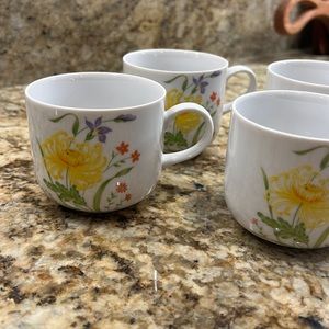 Set of Four Floral Cups & Plates